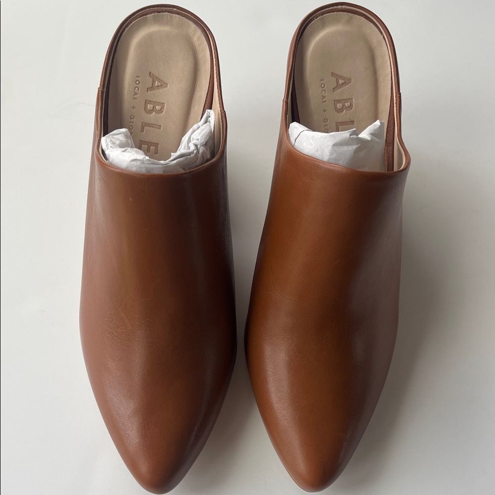Able Women's Size 7.5 Rojas Cognac Leather Mules